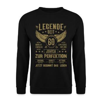 Legende seit 60 Jahren 60. Geburtstag - Unisex Pullover - Schwarz - Vorne - Alina (178cm) & Michal (187cm)