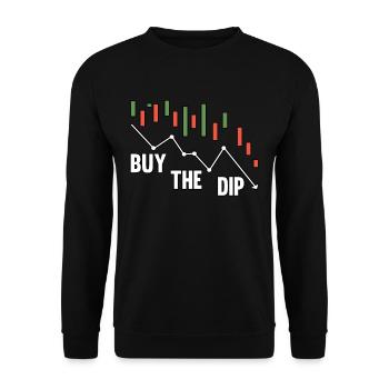 Buy The Dip Candle Stick Cypto Stock Trader - Unisex Pullover - Schwarz - Vorne - Alina (178cm) & Michal (187cm)