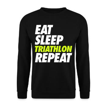 Eat Sleep Triathlon Repeat - Unisex Pullover - Schwarz - Vorne - Alina (178cm) & Michal (187cm)
