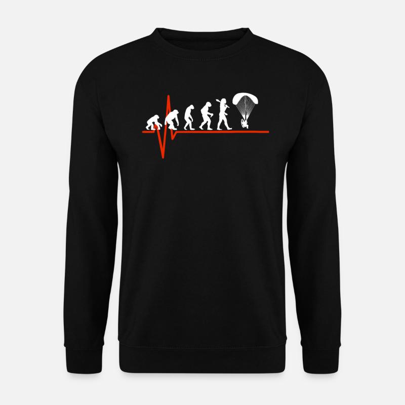 Paragliding Heartbeat - EVOLUTION OF PARAGLIDING - Unisex Sweatshirt - black