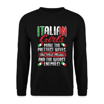 Funny Italian Girl Italian - Unisex Sweatshirt - black - Front - Alina (178cm) & Michal (187cm)