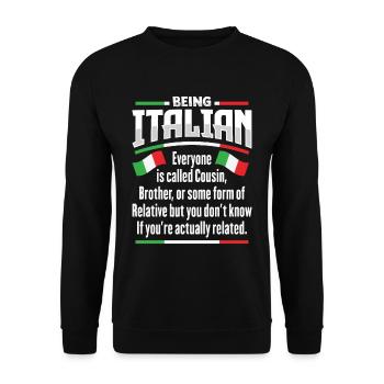 Drôle d’italien amoureux de l’Italie - Sweat-shirt Unisexe - noir - Devant - Alina (178cm) & Michal (187cm)