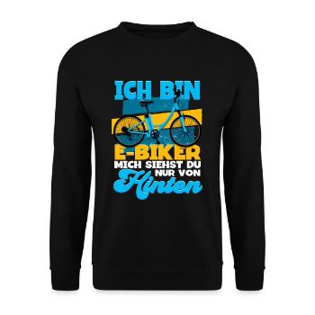 Ich bin E-Biker Hecheln Pedelec E-Bike - Unisex Pullover - Schwarz - Vorne - Alina (178cm) & Michal (187cm)