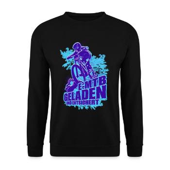 E-MTB Geladen und Entsichert Pedelec E-Bike - Unisex Pullover - Schwarz - Vorne - Alina (178cm) & Michal (187cm)