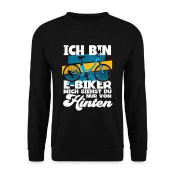 Ich bin E-Biker Hecheln Pedelec E-Bike - Unisex Pullover - Schwarz - Vorne - Alina (178cm) & Michal (187cm)