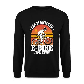 A man an e-bike pedelec e-bike - Unisex Sweatshirt - black - Front - Alina (178cm) & Michal (187cm)