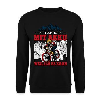 Why I ride with battery Pedelec E-Bike - Unisex Sweatshirt - black - Front - Alina (178cm) & Michal (187cm)