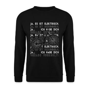 Ja es ist Elektrisch Pedelec E-Bike - Unisex Pullover - Schwarz - Vorne - Alina (178cm) & Michal (187cm)