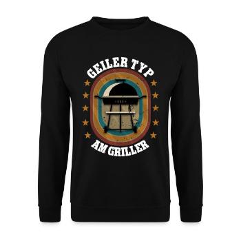 Geiler Typ am Griller Garten Gärtner - Unisex Pullover - Schwarz - Vorne - Alina (178cm) & Michal (187cm)