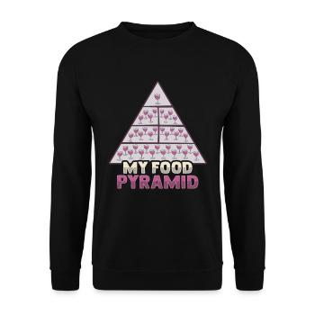 Lustiges Lebensmittelpyramide Rotweintrinker - Unisex Pullover - Schwarz - Vorne - Alina (178cm) & Michal (187cm)