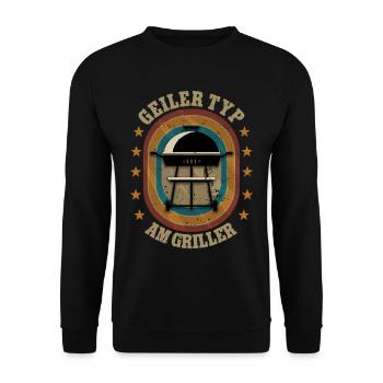 Geiler Typ am Griller Garten Gärtner - Unisex Pullover - Schwarz - Vorne - Alina (178cm) & Michal (187cm)