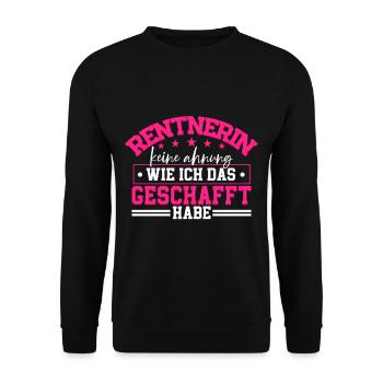 Rentnerin - Unisex Pullover - Schwarz - Vorne - Alina (178cm) & Michal (187cm)