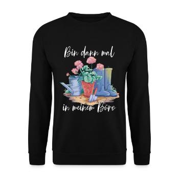 Bin dann mal im Garten Gärtner - Unisex Pullover - Schwarz - Vorne - Alina (178cm) & Michal (187cm)