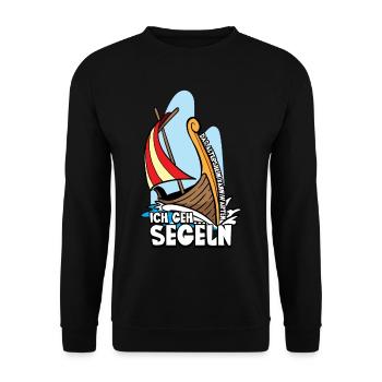 Das Altersheim kann warten ich geh segeln - Unisex Pullover - Schwarz - Vorne - Alina (178cm) & Michal (187cm)