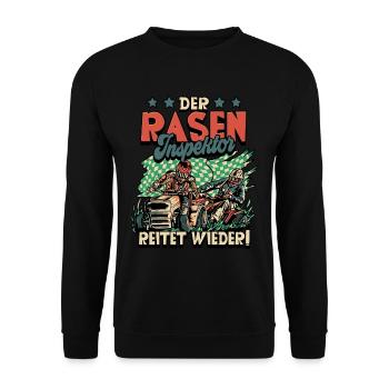 Der Rasen Inspektor Garten Gärtner - Unisex Pullover - Schwarz - Vorne - Alina (178cm) & Michal (187cm)