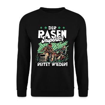 Der Rasen Inspektor Garten Gärtner - Unisex Pullover - Schwarz - Vorne - Alina (178cm) & Michal (187cm)