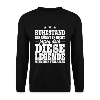 Ruhestand Renteneintritt Rentner - Unisex Pullover - Schwarz - Vorne - Alina (178cm) & Michal (187cm)