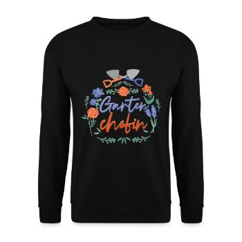 Gartenchefin Gärtner - Unisex Pullover - Schwarz - Vorne - Alina (178cm) & Michal (187cm)