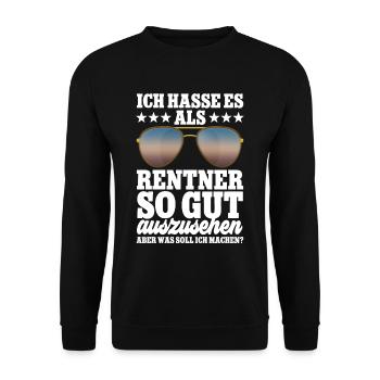 Ich hasse es als Rentner - Unisex Pullover - Schwarz - Vorne - Alina (178cm) & Michal (187cm)