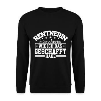 Rentnerin - Unisex Pullover - Schwarz - Vorne - Alina (178cm) & Michal (187cm)