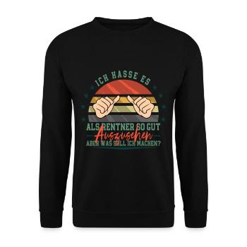 Ich hasse es als Rentner - Unisex Pullover - Schwarz - Vorne - Alina (178cm) & Michal (187cm)
