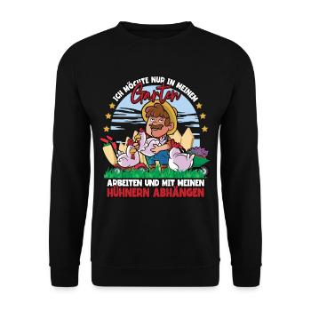 Ich möchte nur in meinem garten arbeiten Gärtner - Unisex Pullover - Schwarz - Vorne - Alina (178cm) & Michal (187cm)