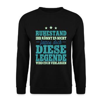 Ruhestand Renteneintritt Rentner - Unisex Pullover - Schwarz - Vorne - Alina (178cm) & Michal (187cm)