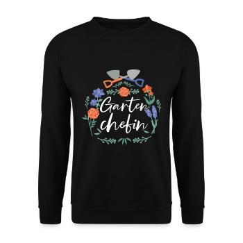 Gartenchefin Gärtner - Unisex Pullover - Schwarz - Vorne - Alina (178cm) & Michal (187cm)