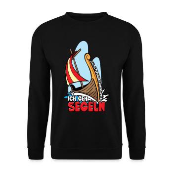Das Altersheim kann warten ich geh segeln - Unisex Pullover - Schwarz - Vorne - Alina (178cm) & Michal (187cm)