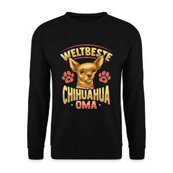 Weltbeste Chihuahua Oma Design Hundehalter Oma - Unisex Pullover - Schwarz - Vorne - Alina (178cm) & Michal (187cm)