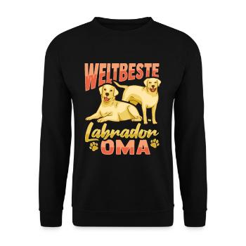 Weltbeste Labrador Oma Design Hundehalter Oma - Unisex Pullover - Schwarz - Vorne - Alina (178cm) & Michal (187cm)