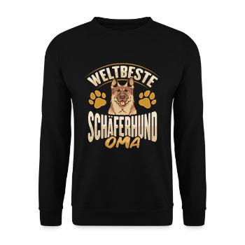 Weltbeste Schäferhund Oma Design Hundehalter Oma - Unisex Pullover - Schwarz - Vorne - Alina (178cm) & Michal (187cm)