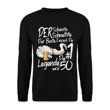Lustig 50. Geburtstag - Unisex Pullover - Schwarz - Vorne - Alina (178cm) & Michal (187cm)