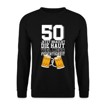 50. Geburtstag Bierglas Bier - Unisex Pullover - Schwarz - Vorne - Alina (178cm) & Michal (187cm)