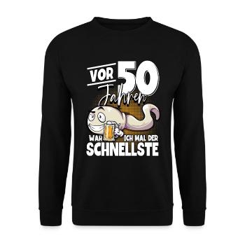 50. Geburtstag Vor 50 Jahren war ich mal der - Unisex Pullover - Schwarz - Vorne - Alina (178cm) & Michal (187cm)