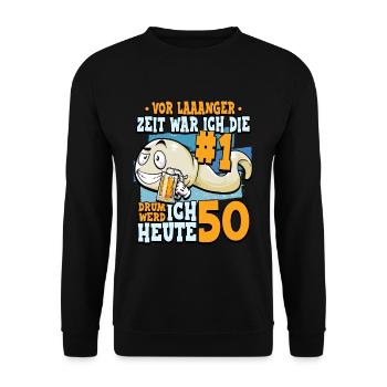 Lustig 50. Geburtstag - Unisex Pullover - Schwarz - Vorne - Alina (178cm) & Michal (187cm)