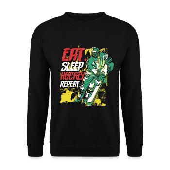 Manger sleep hockey Répéter le hockey sur glace - Sweat-shirt Unisexe - noir - Devant - Alina (178cm) & Michal (187cm)