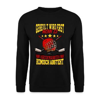 Geheult wird erst wenn es stark blutet Eishockey - Unisex Pullover - Schwarz - Vorne - Alina (178cm) & Michal (187cm)