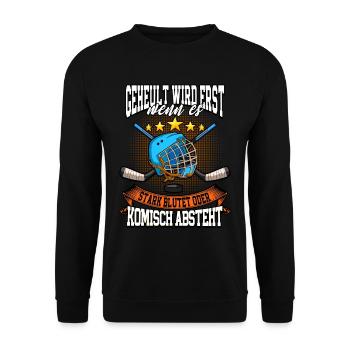 Geheult wird erst wenn es stark blutet Eishockey - Unisex Pullover - Schwarz - Vorne - Alina (178cm) & Michal (187cm)
