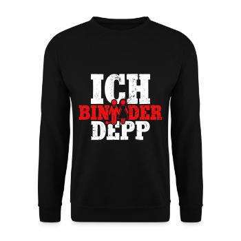 Ich bin der Depp Bräutigam - Unisex Pullover - Schwarz - Vorne - Alina (178cm) & Michal (187cm)