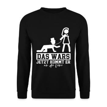 Das wars jetzt kommt er an die Leine - Unisex Pullover - Schwarz - Vorne - Alina (178cm) & Michal (187cm)