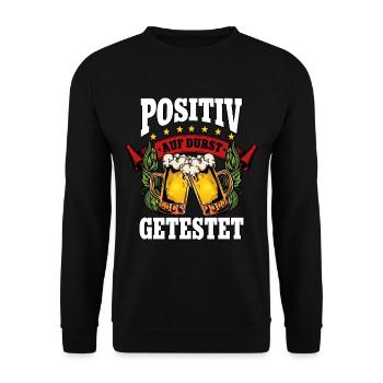 Positiv auf Bier - Unisex Pullover - Schwarz - Vorne - Alina (178cm) & Michal (187cm)