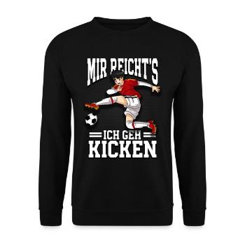 Mir reichts ich geh kicken Fußball Spruch - Unisex Pullover - Schwarz - Vorne - Alina (178cm) & Michal (187cm)