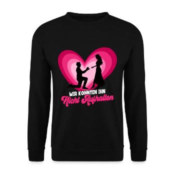 Junggesellenabschied Gruppen Männer - Unisex Pullover - Schwarz - Vorne - Alina (178cm) & Michal (187cm)