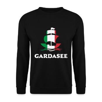 Gardasee Segeln Italien Segelboot Segler - Unisex Pullover - Schwarz - Vorne - Alina (178cm) & Michal (187cm)