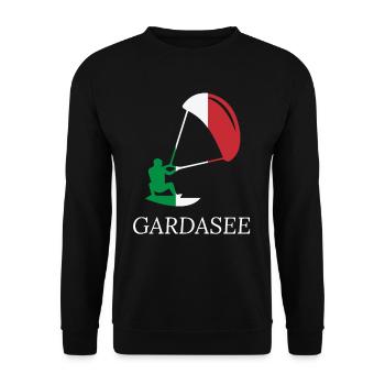 Gardasee Italien Urlaub Design für Kitesurfer - Unisex Pullover - Schwarz - Vorne - Alina (178cm) & Michal (187cm)
