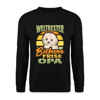 Weltbester Bichon Frise Opa - Unisex Pullover - Schwarz - Vorne - Alina (178cm) & Michal (187cm)