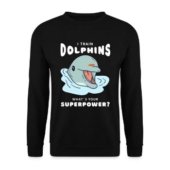 Delfin Superpower Delfintrainer - Unisex Pullover - Schwarz - Vorne - Alina (178cm) & Michal (187cm)