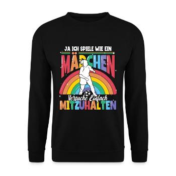 Fußball Fußballspielerin - Unisex Pullover - Schwarz - Vorne - Alina (178cm) & Michal (187cm)