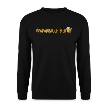 Papabrauchtbier Papa braucht Bier - Unisex Pullover - Schwarz - Vorne - Alina (178cm) & Michal (187cm)